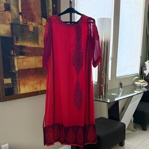 Elegant Red Long Sleeve Dress